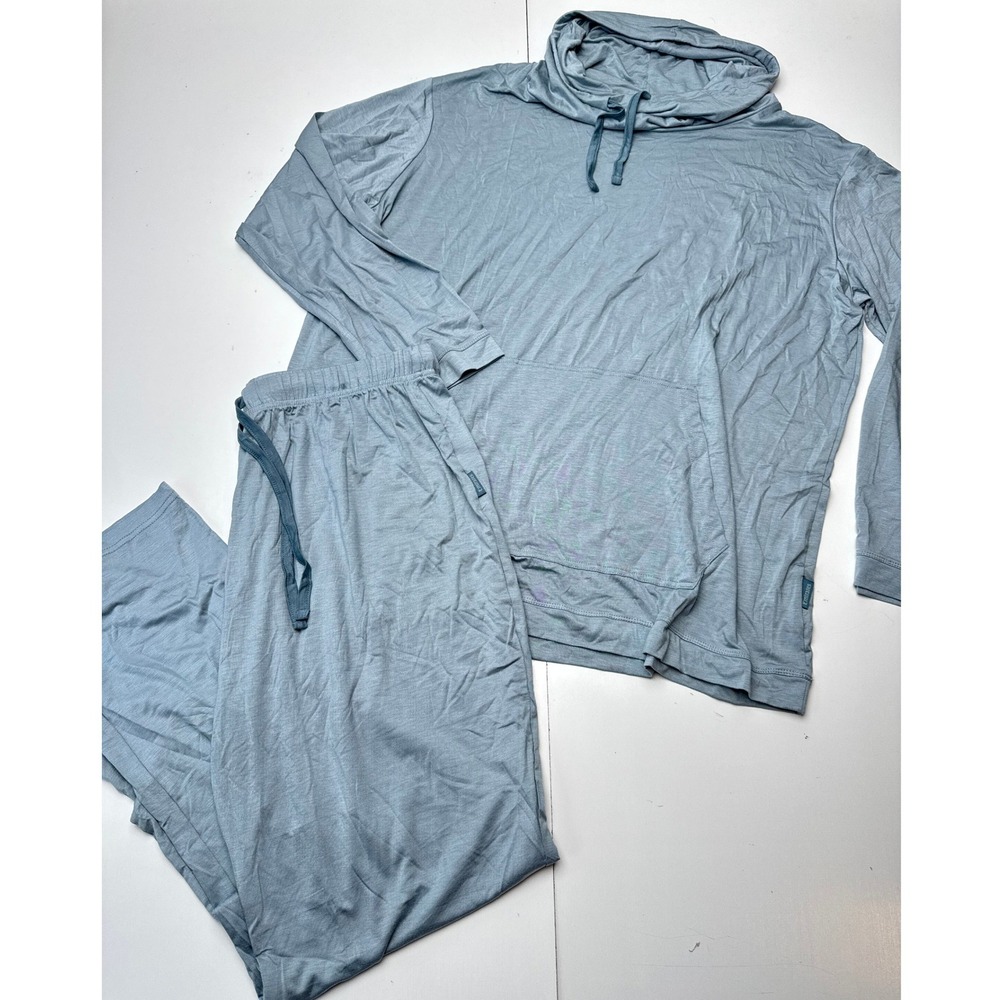 Emirates First Class Loungewear Set Light Blue Hoodie Pants L/XL Travel Pajamas